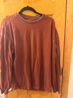 Kuhl Men's Long-Sleeve Tee in Rust with Gray Trim